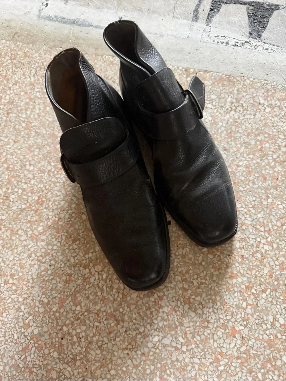 Men's Black Leather Chukka Boots with Buckle